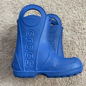 CROCS Kids Handle It Rain Boots Unisex Size10 Blue Rubber Pull On Waterproof
